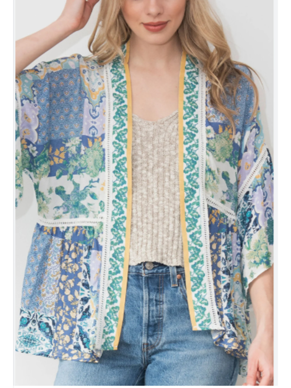 ALTAR'D STATE Women's Print Open Front Kimono Size M 6-10